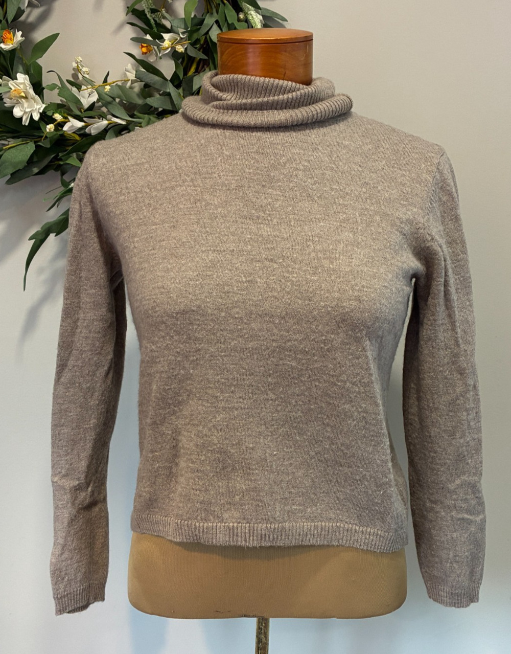 Pendleton 100% Merino Wool Turtleneck Sweater Beige Taupe Heather Women's Size M